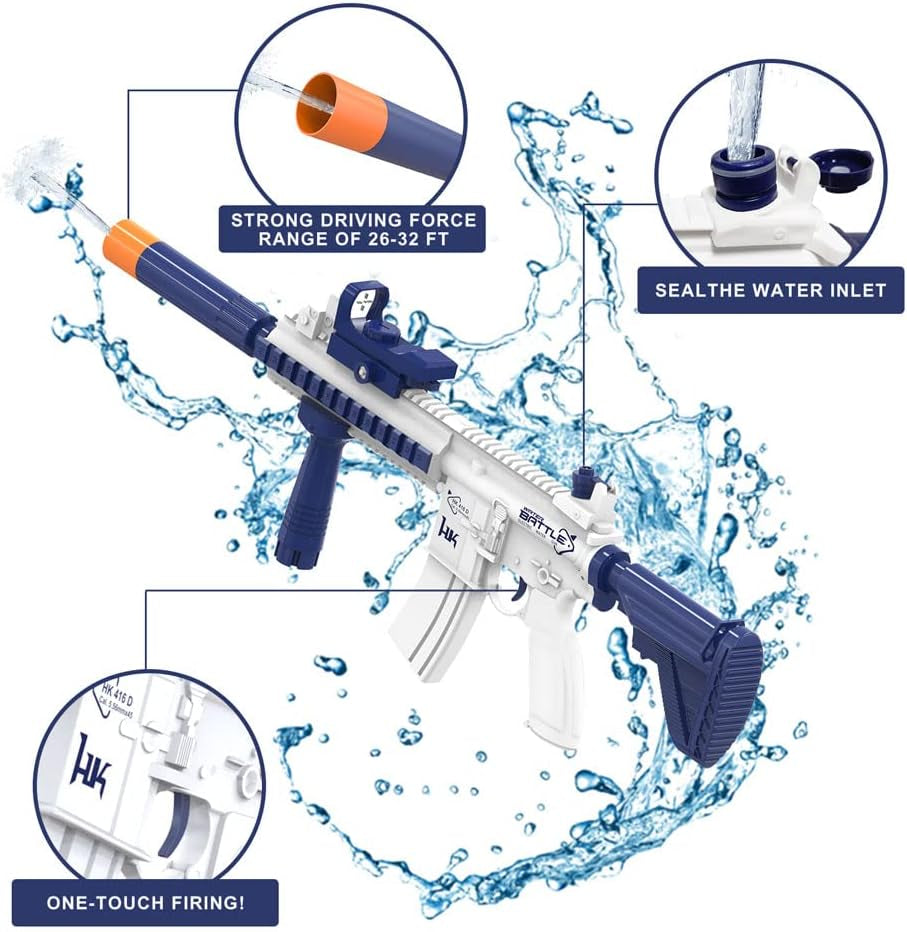 Electric Water Gun, Water Guns for Adults Kids, up to 25 FT Long Range, Water Gun That Can Hold Water Bottles, Toys for Pool, Beach, Outdoor Activities