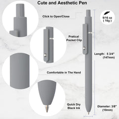 6 Pack Cute Gel Pens, Retractable Quick Dry Gel Ink Pen, Fine Point 0.5Mm Black Ink Rolling Ball Gel Pens, Smooth Writing Aesthetic Pens for Home School Office Supplies