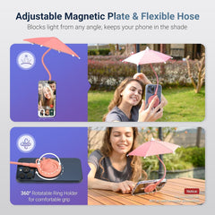 Phone Umbrella for Sun, Magnetic Cellphone Sunshade Shield Umbrella, Universal Phone Umbrella Sun Blocker Cover Visor for Beach Pool Outdoor Tiktok Youtube Video Photo Watching Shooting Anti-Glare