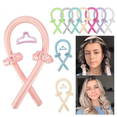 Heatless Curls Overnight, Hair Curlers to Sleep In, Heatless Curling Rod Headband, No Heat Silk Curls Ribbon Hair Rollers, Sleeping Soft Headband Lazy Hair Curlers Hair Styling Tools(Size:Grey)