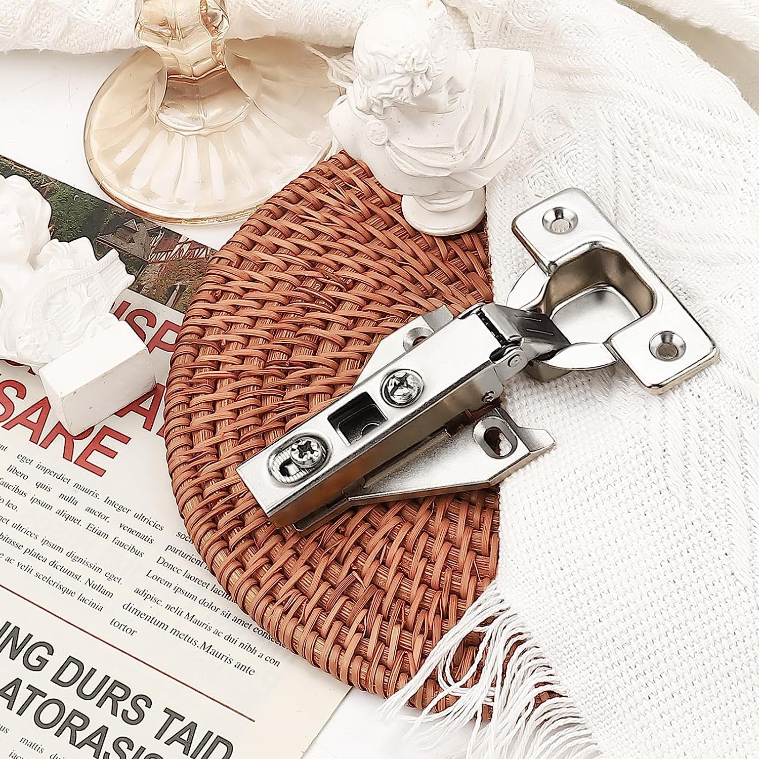 1 Pair(2 Pack) Kitchen Cabinet Hinges for Face Frame Cabinet, Concealed Cabinet Hinges Brushed Satin Nickel with Mounting Screws