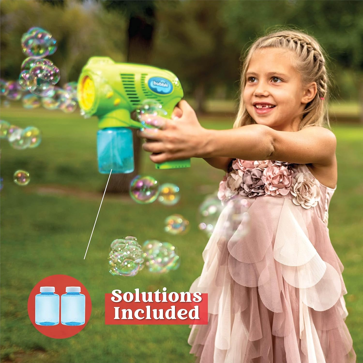 Glam 2 Kids Bubble Gun with 2 Bottles Refill Solution