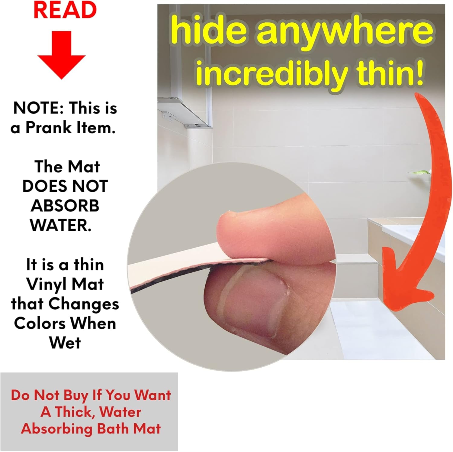 Glam Bloody Bath Mat, the Official and Authentic Mat That Turns Red When Wet, Footprints Disappear like Magic, Great Novelty Prank Gift