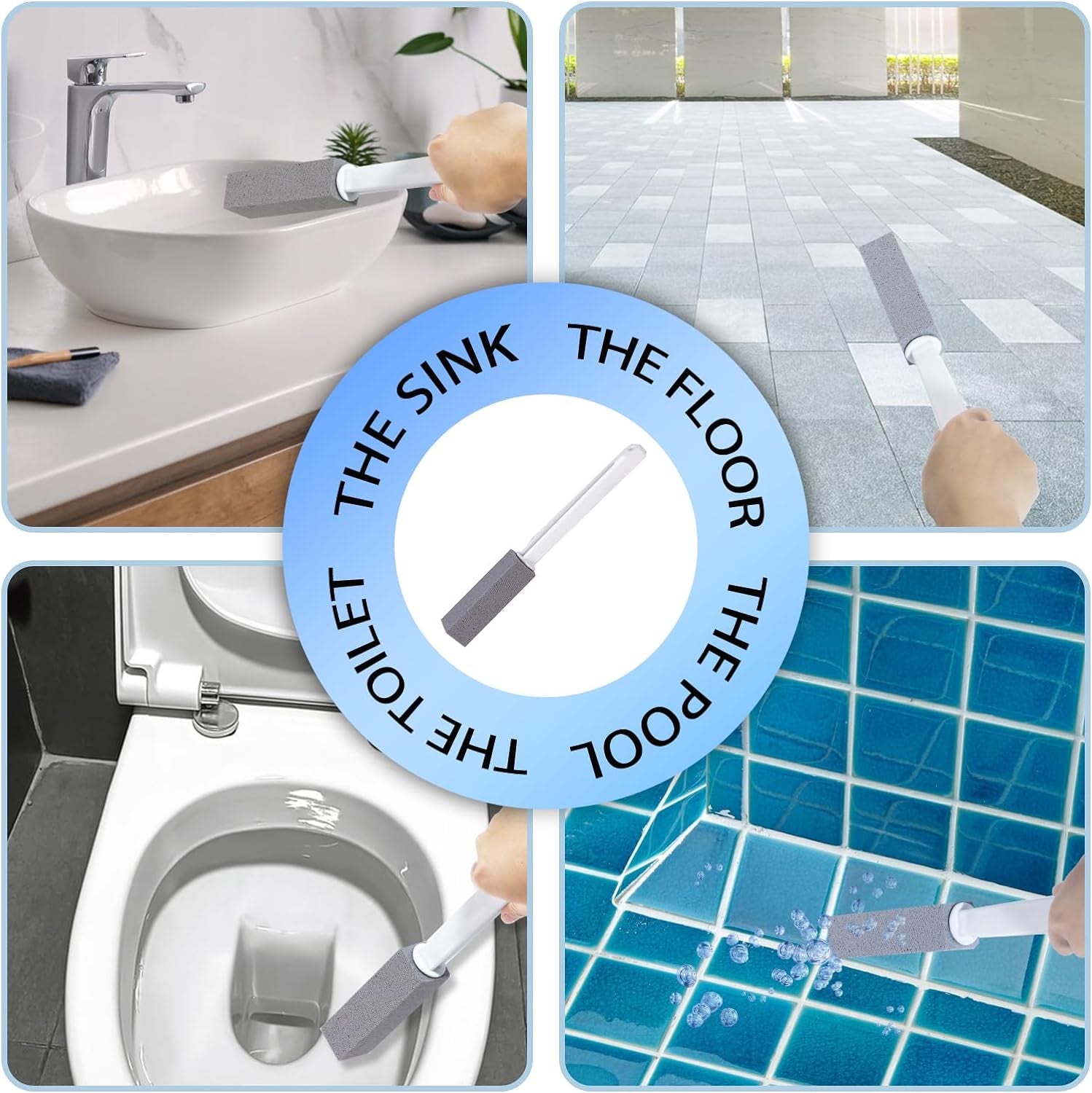 2 Packs Pumice Cleaning Stone with Extra Long Handle, Pumice Stone for Toilet Bowl Cleaning for Cleaning Toilets, Bathtubs, Grills, Swimming Pools, Sinks