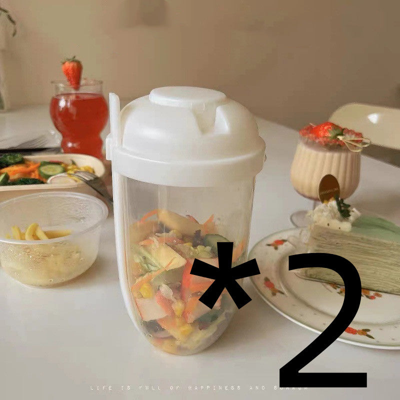 Ins Style Salad Cup with Fork and Cover Is Portable