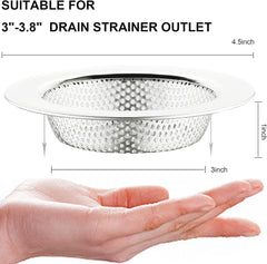 Kitchen Sink Strainer Stainless Steel, Kitchen Sink Drain Strainer, Sink Strainers for Kitchen Sinks with Large Wide Rim 4.5" Diameter (2 Pack)