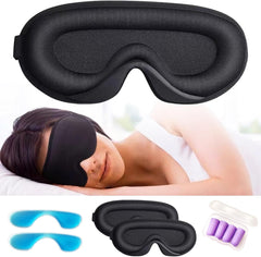 Sleep Mask for Side Sleeper, Upgraded 3D Contoured Cup Eye Mask Blindfold for Man Women, Block Out Light, Eye Mask with Adjustable Strap, Breathable & Soft for Sleeping, Yoga, Traveling (Black)