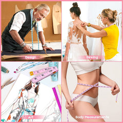 Tape Measure, Soft Ruler 60-Inch Double-Sided Measuring Tape or Body Weight Loss Fabric Sewing Tailor Cloth Vinyl Measurement Craft Supplies, 2-Pack White, Blue