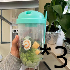 Ins Style Salad Cup with Fork and Cover Is Portable