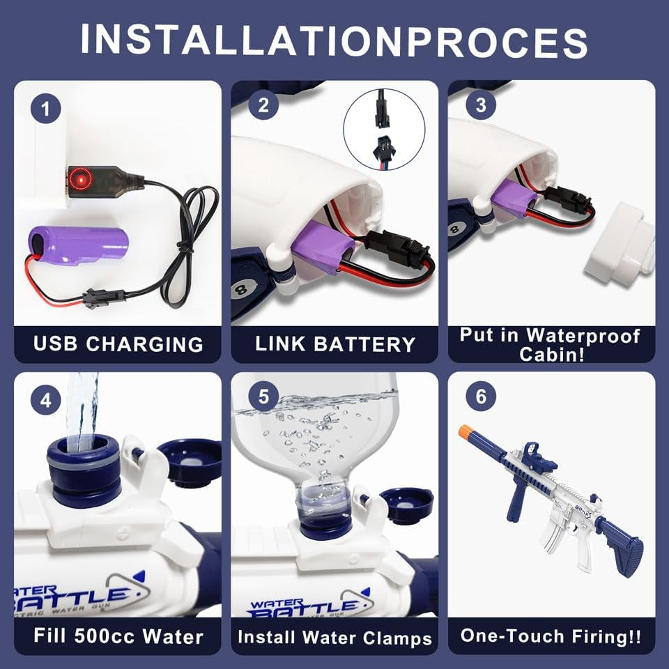 Electric Water Gun, Water Guns for Adults Kids, up to 25 FT Long Range, Water Gun That Can Hold Water Bottles, Toys for Pool, Beach, Outdoor Activities