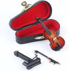 Glam Wooden Miniature Violin with Stand Display Ornament