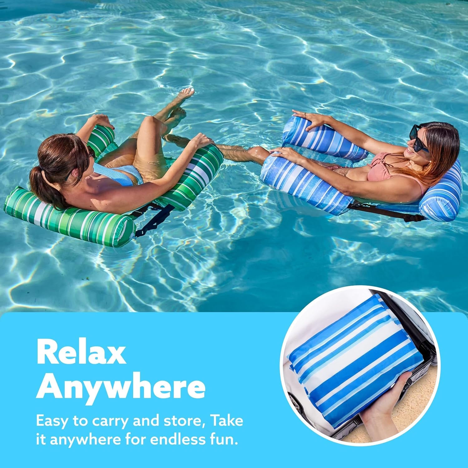 Inflatable Pool Floats Adult,2 Packs Floating Lounge Chairs,Blow up Pool Noodles for Adult Heavy Duty,Floating Chair for Party Summer Water Beach Lake Fun