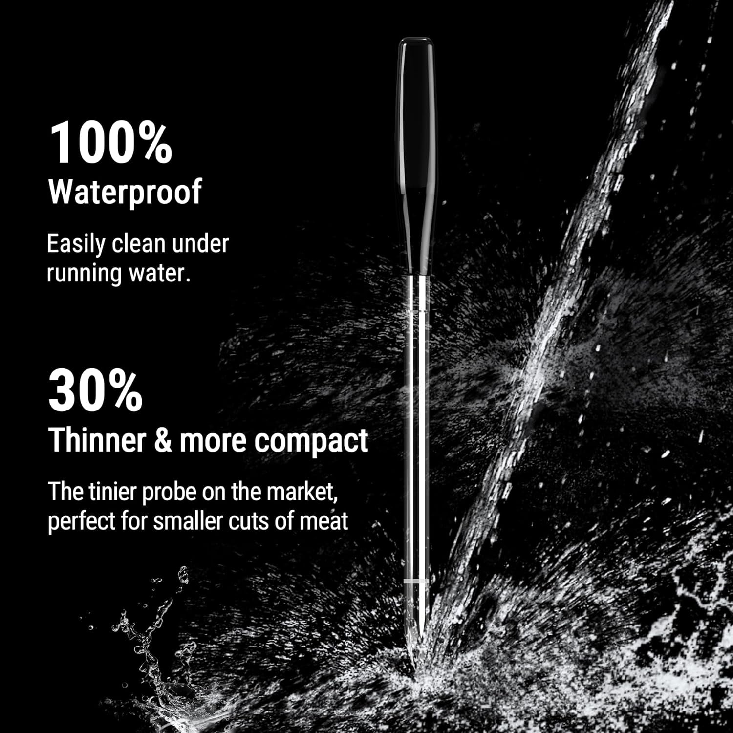 Tempspike 600 Ft Wireless Meat Thermometer with Ultra-Thinner Probe, Meat Thermometer Digital Wireless with LCD Booster, Bluetooth Meat Thermometer for BBQ Grill Smoker Rotisserie Sous Vide