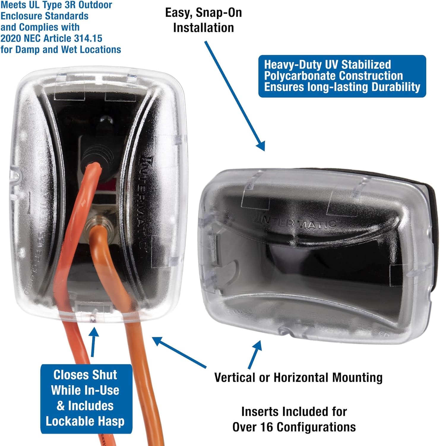 WP3100C Weatherproof Electrical Outlet Cover - Extreme Temperature Resistance, Heavy-Duty Construction, Versatile Design & Multi-Configurable, Easy Install, Secure Fit for Outdoor In-Use