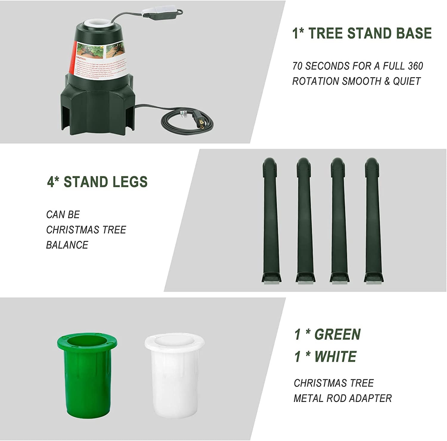 Rotating Christmas Tree Stand with Foot Switch,360-Degree Rotating Christmas Tree Stand,Up to 7.5Ft and 80 Pounds Artificial Tree,With 3 Settings Trunk Diameter