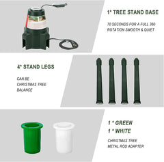 Rotating Christmas Tree Stand with Foot Switch,360-Degree Rotating Christmas Tree Stand,Up to 7.5Ft and 80 Pounds Artificial Tree,With 3 Settings Trunk Diameter