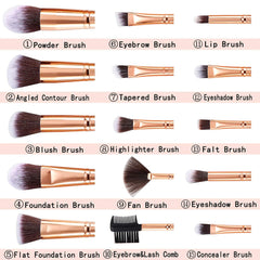 Makeup Brushes 15Pcs Marble Makeup Brush Set Premium Synthetic Kabuki Powder Blush Contour Foundation Concealer Eyeshadow Brushes with Makeup Sponge Make up Tool a Grey
