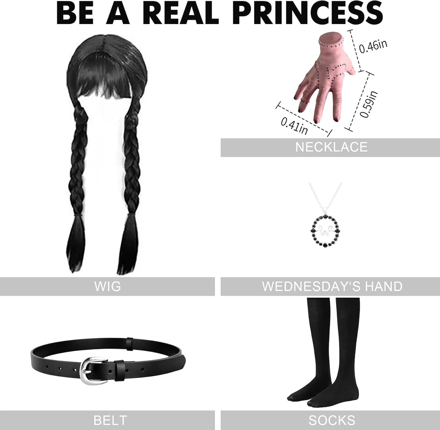 Glam Black Costume Dress for Halloween Costumes with Accessories 7-8Y