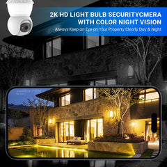Light Bulb Security Cameras Wireless Outdoor, Lightbulb Security Camera Indoor outside 2.4G 5Ghz Wifi, Motion Detection Alarm, Two Way Talk, Human Detection, Night Vision Light Bulb Camera