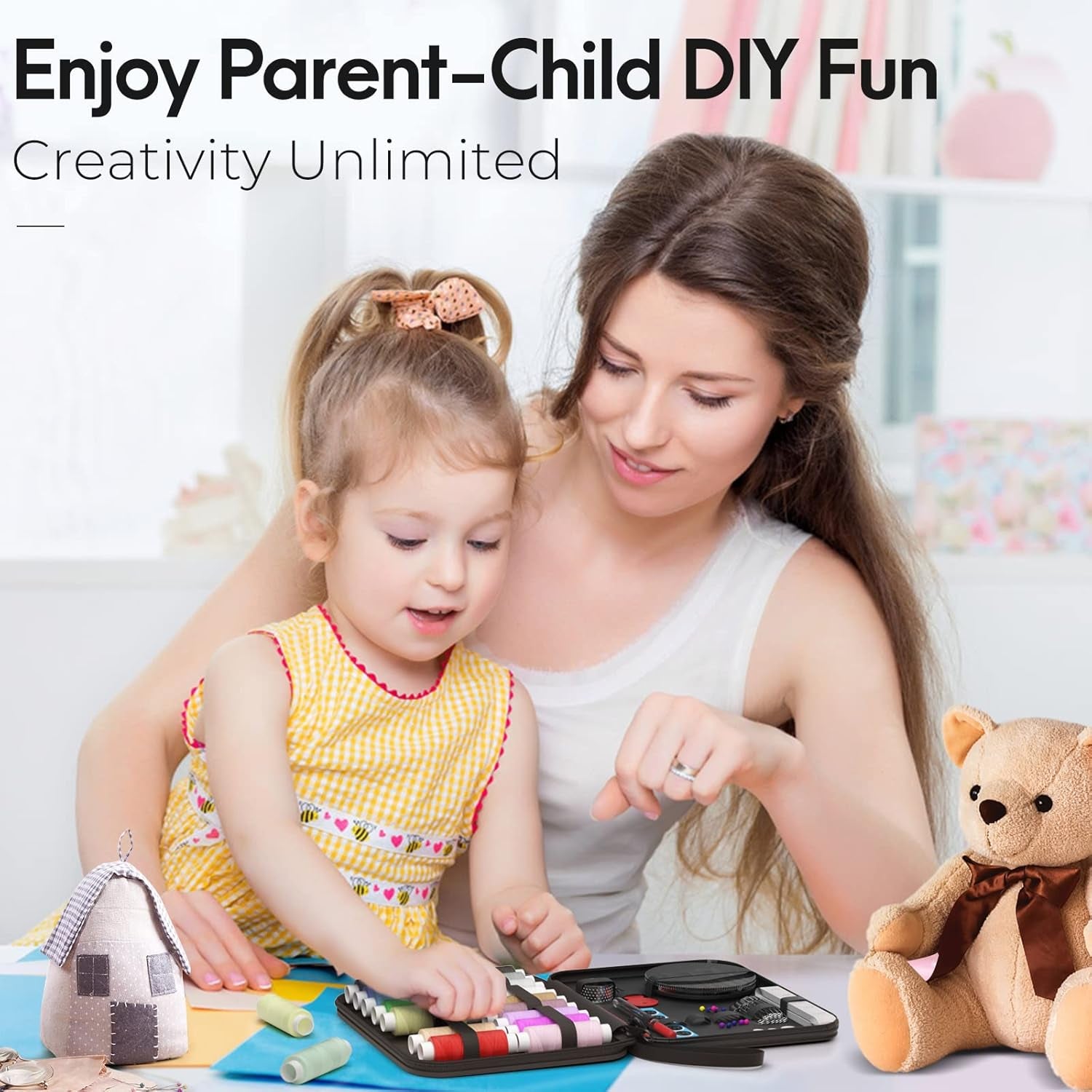 Sewing Kit Gifts for Mom Grandma Women Men Adults Kids Teens Beginner Kids Traveler, Portable Sewing Supplies Accessories Contains Thread, Needles, Scissors, Dorm Room Essentials (Black, M)