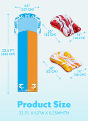 22.5Ft Water Slides and 2 Bodyboards, Lawn Water Slide Summer Slip Waterslides Water Toy with Build in Sprinkler for Backyard Outdoor Water Fun for Kids