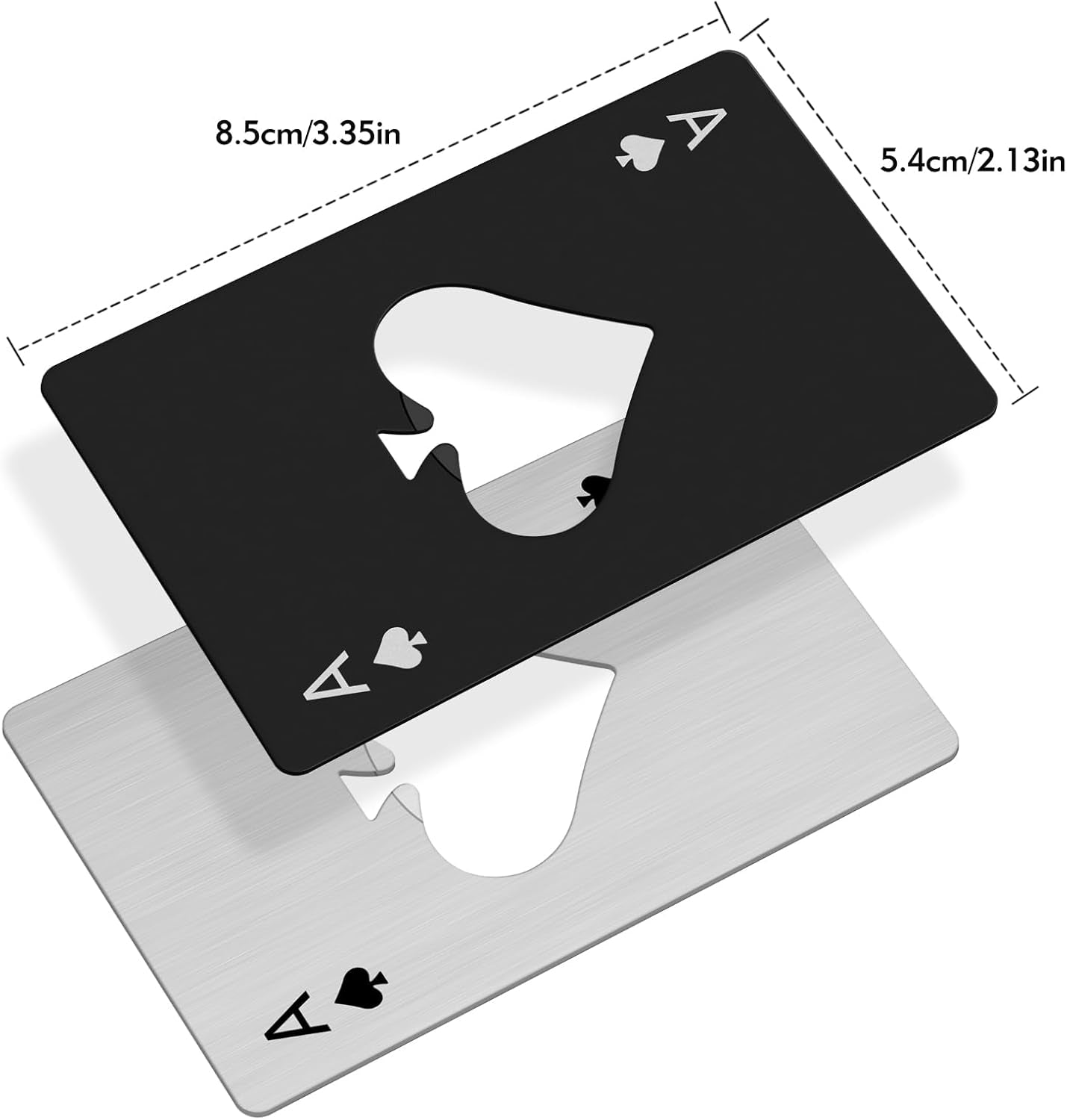 Glam 6PCS Poker Card Stainless Steel Bottle Opener - 3 Black & 3 Silver Poker Themed Cap Openers