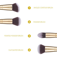 Glam DU Care Makeup Brushes Duo End Foundation Powder Buffer and Contour Brush Synthetic Cosmetic Tools 2Pcs