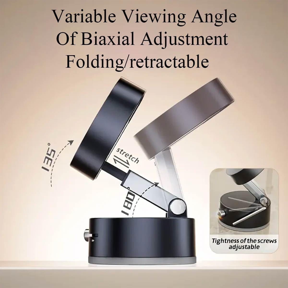 Vacuum Suction Magnetic Phone Holder – Foldable & Retractable Double-Sided Mount for All Phones (Black)