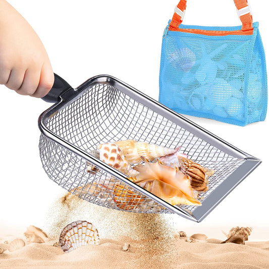 Glam Beach Mesh Shovel with Mesh Beach Bag for Shell Collecting