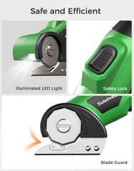 Glam Cardboard Cutter, Rechargeable Cordless Electric Scissors, Safety Lock & LED Light, Powerful Cutting for Cardboard Box, Plastic, Leather