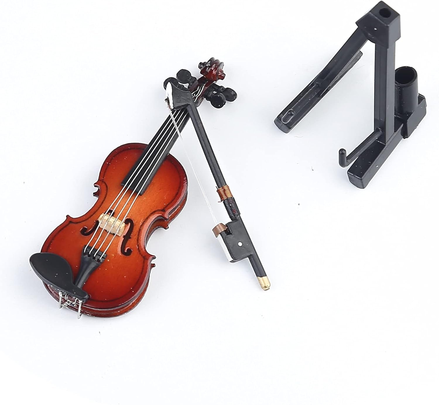 Glam Wooden Miniature Violin with Stand Display Ornament