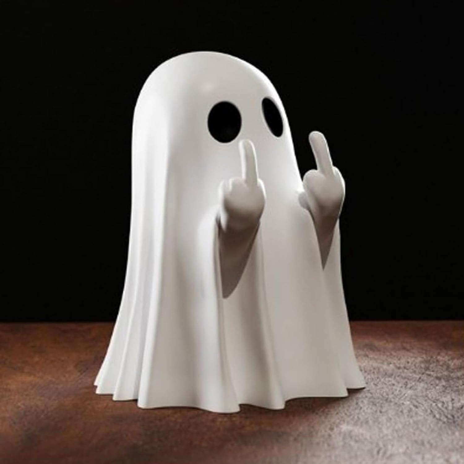 Glam Ghost Statue, Funny Ghost Figurine with Middle Finger, Spooky Middle Finger Ghost Ornament Halloween Decor Indoor, Halloween Decor for Home Garden Office Prank Gifts