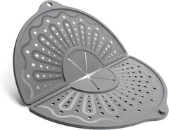 Glam Silicone Splatter Screen for 10, 11 and 12 Inch Frying Pan, Foldable Splash Guard, Multi-Use Grease Splatter Guard/Trivet Mat, 12" Non-Stick Oil Splatter Guard, Dishwasher Safe, BPA Free, Gray