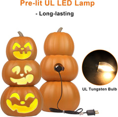 Glam Halloween Pumpkin Lantern-Jack O Lantern- Holiday Pre-Lit Pumpkin Lights-Halloween Decoration for Outdoor and Indoor- Waterproof and ETL Certified Light with Two Safety Fuse- 17'' Tall