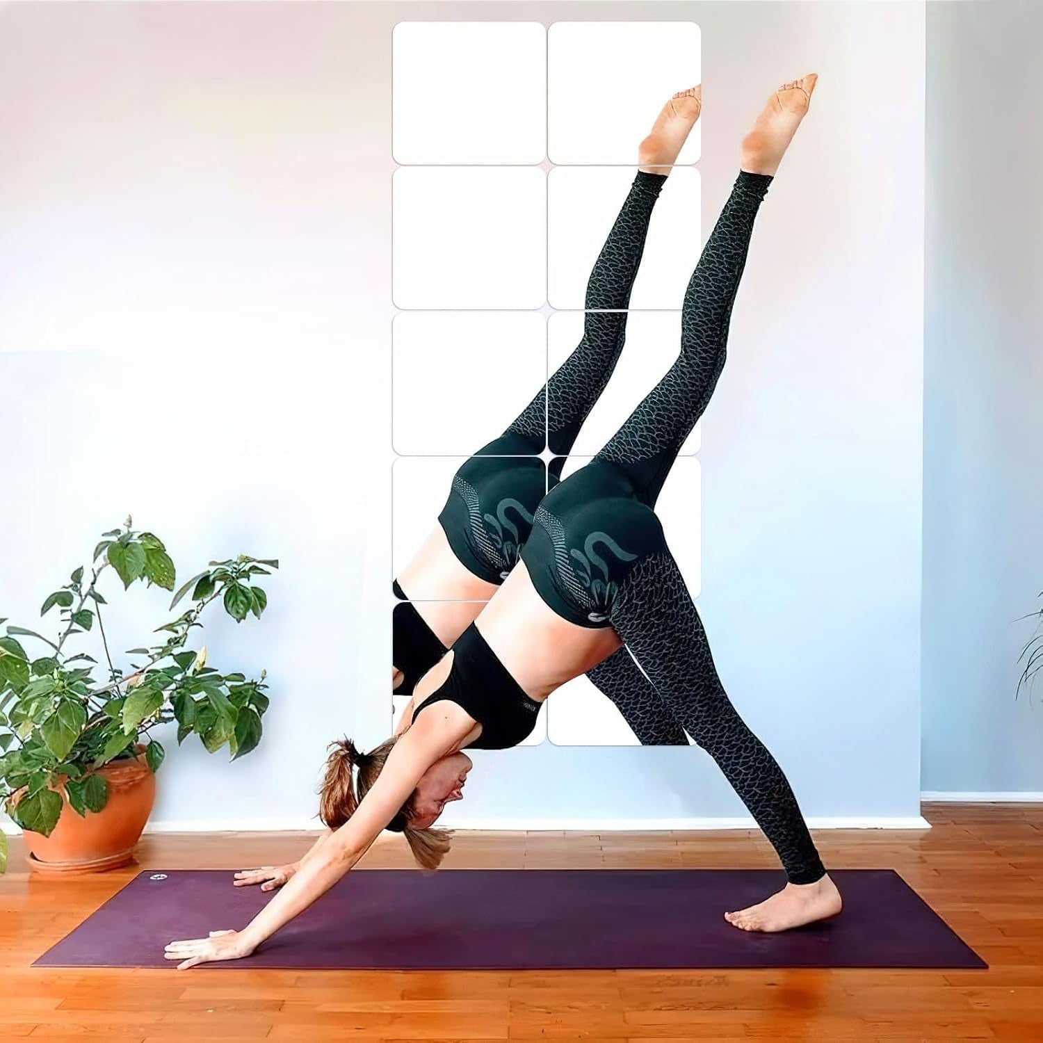 4 Pack Self Adhesive Acrylic Mirror, 8 X 8 Inch Mirror Tiles,Flexible Plastic Mirror Sheets Wall Stickers,2Mm Thick Mirror,Frameless Small Mirror