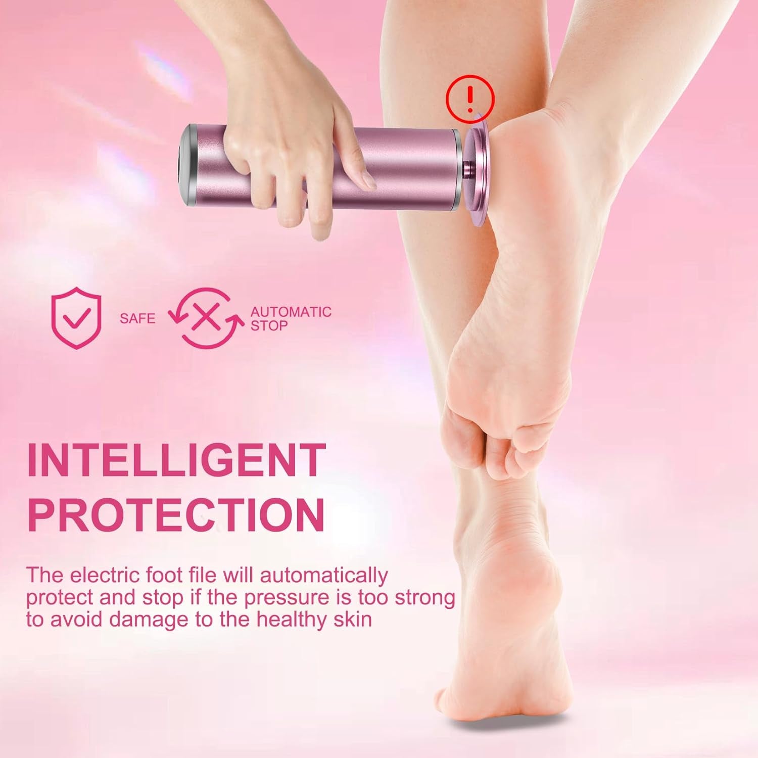 Electronic Foot File Grinder with 60Pcs Replacement Sandpaper Disk, Powerful Electric Callus Remover Professional Pedicure Tool for Men Women Dead Cracked Hard Skin Calluses