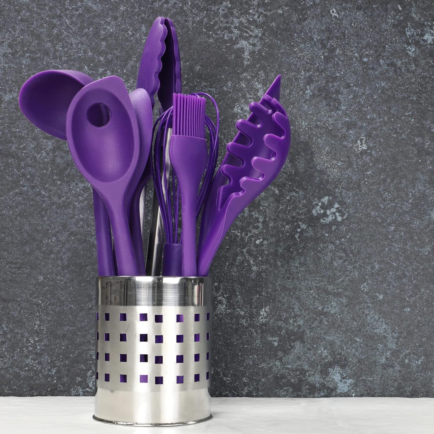 Premium Silicone Spaghetti/Pasta Fork, 11.5 Inch, Purple