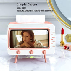 Glam Retro TV Tissue Box Holder with Phone Stand