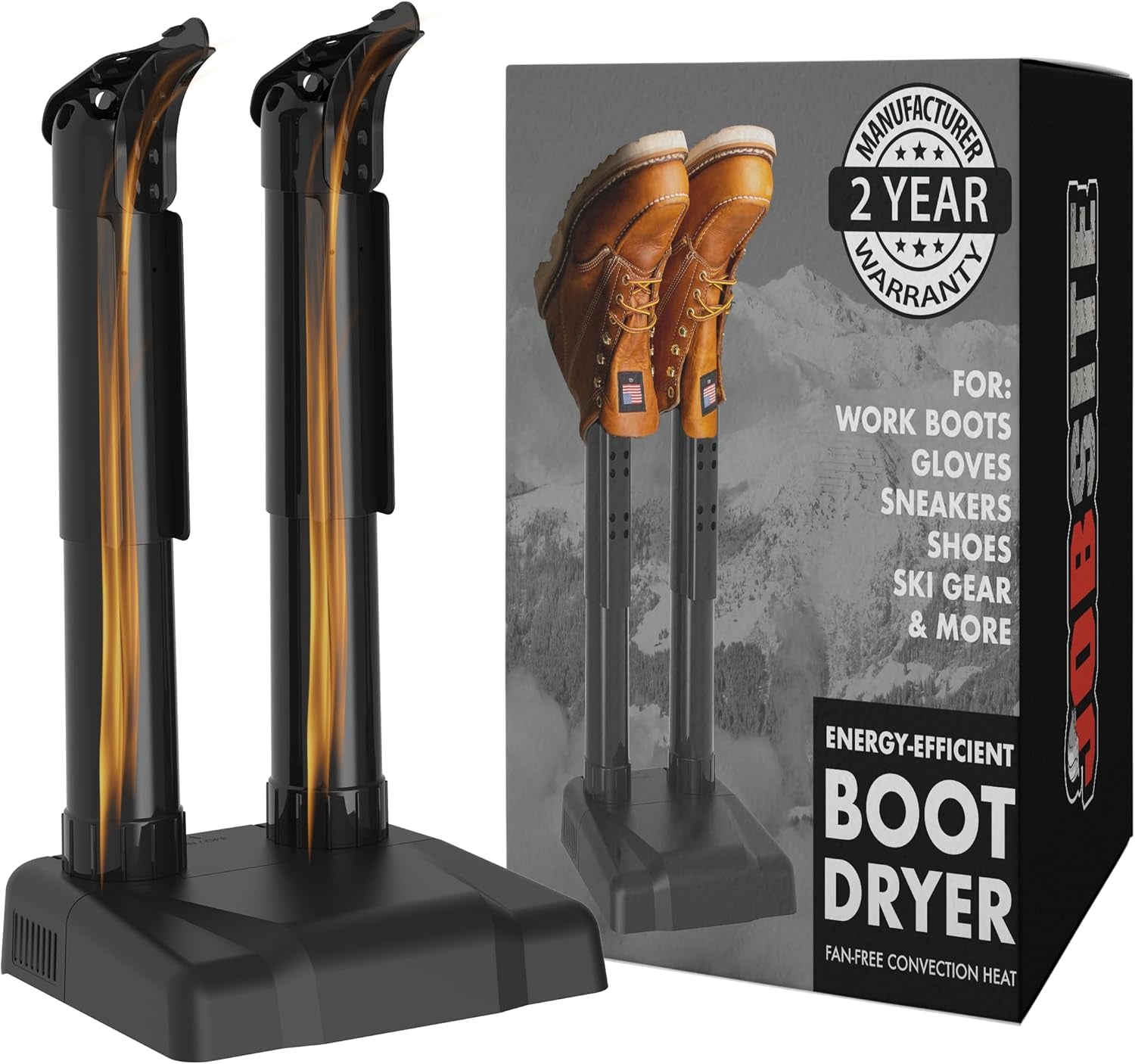 Glam Boot Dryer - Silent Shoe Dryer & Warmer for Work Boots, Gloves & Shoes - Fanless Convection Dry - Helps Reduce Odor