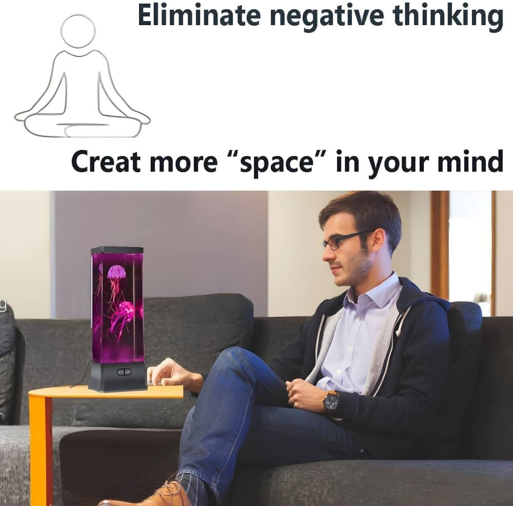 Glam Electric Jellyfish Tank Table Lamp with Color Changing Light Gift for Kids Men Women Home Deco for Room Mood Light for Relax