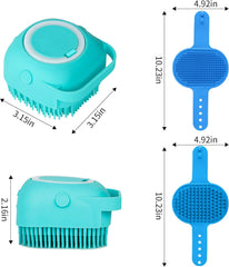 3PCS Dog Bath Brush | Dog Shampoo Brush | Dog Scrubber for Bath | Dog Bath Brush Scrubber | Dog Shower/Washing Brush with Adjustable Ring Handle for Short & Long Hair (Blue Blue Blue)