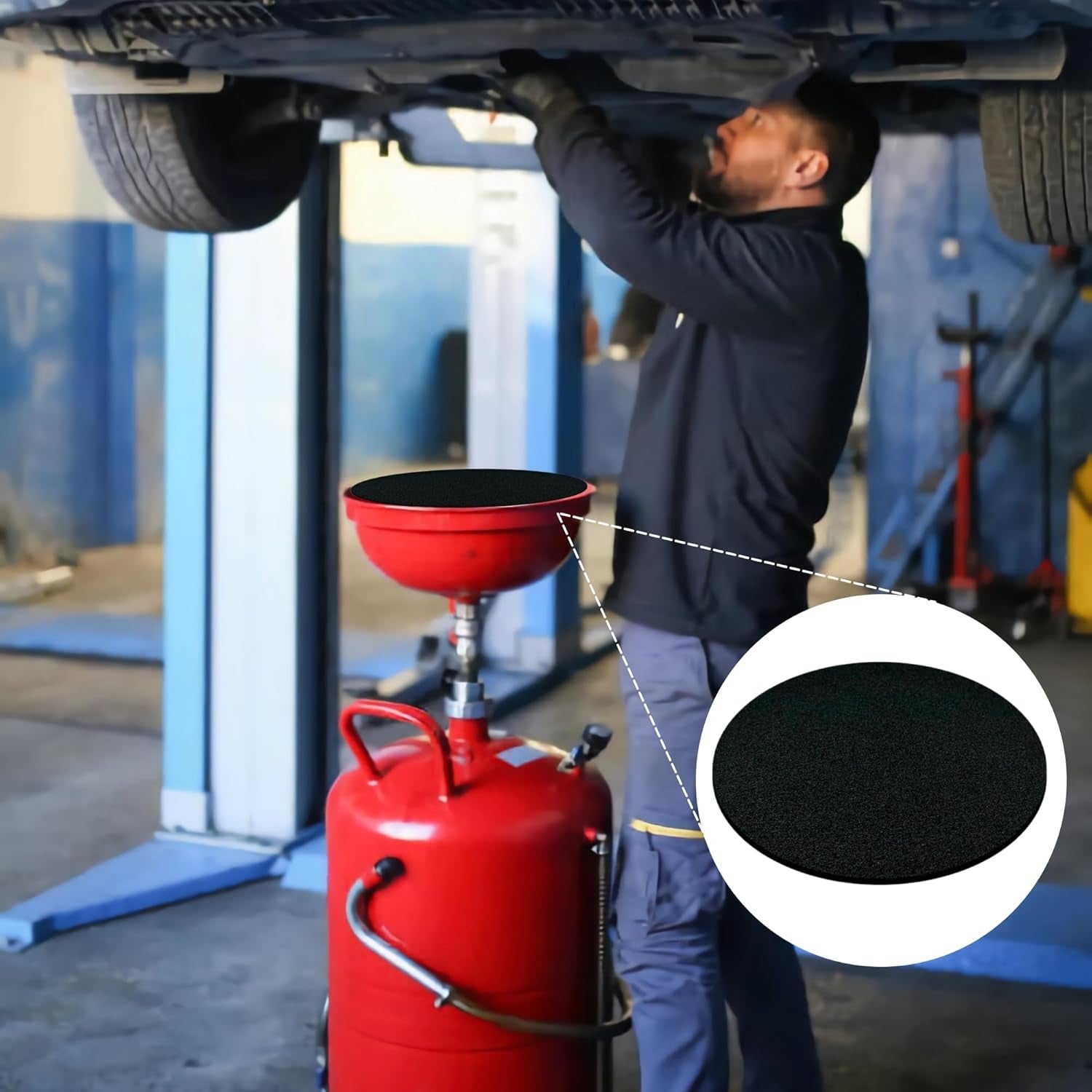 Oil Drain Splash Pad, 15 Inch round No Splatter Pad Oil Splash Pad Fits Most Oil Drains anti Splash Oil Change Mat for Mechanics and Automotive Techs