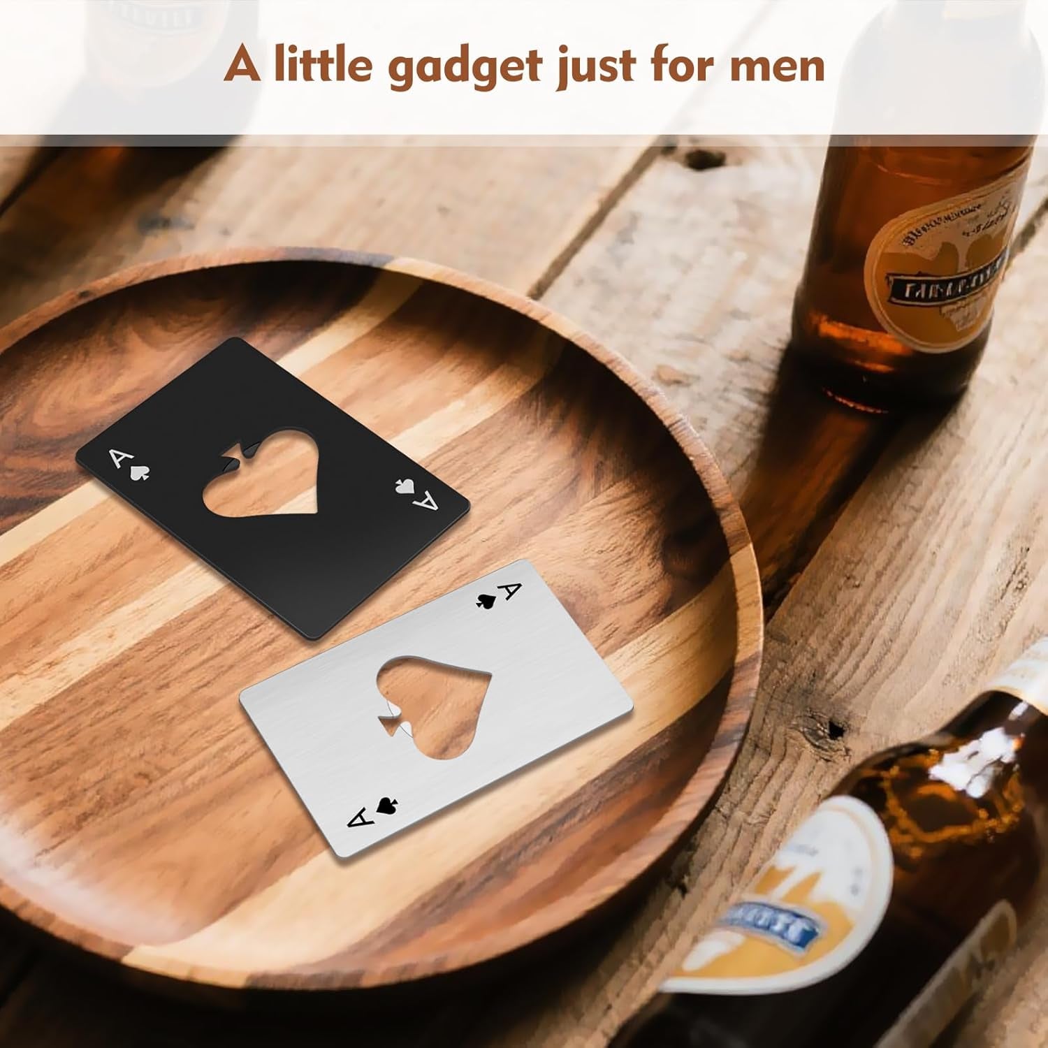 Glam 6PCS Poker Card Stainless Steel Bottle Opener - 3 Black & 3 Silver Poker Themed Cap Openers