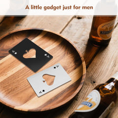 Glam 6PCS Poker Card Stainless Steel Bottle Opener - 3 Black & 3 Silver Poker Themed Cap Openers