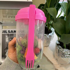 Ins Style Salad Cup with Fork and Cover Is Portable