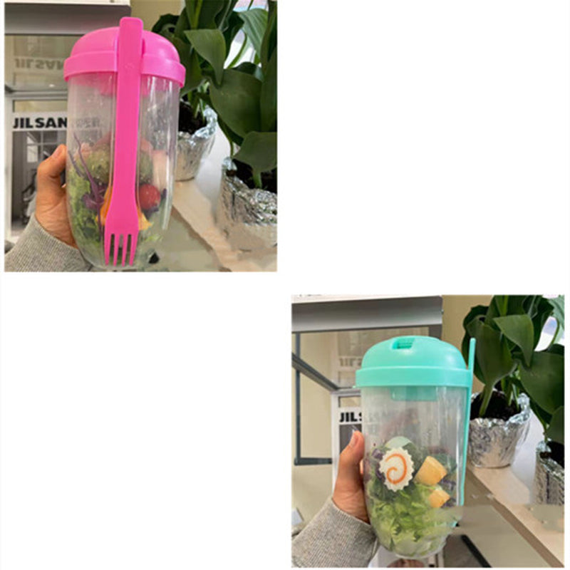 Ins Style Salad Cup with Fork and Cover Is Portable