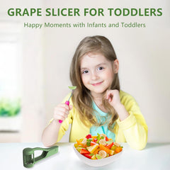Grape Cutter for Toddlers 1-3, Grape Slicer Kitchen Gadget for Vegetable Fruit Salad Cake Decor, Stainless Steel Baby Grape Quarter Cutter Tool for Cherry Tomato Strawberry Blueberry - Green