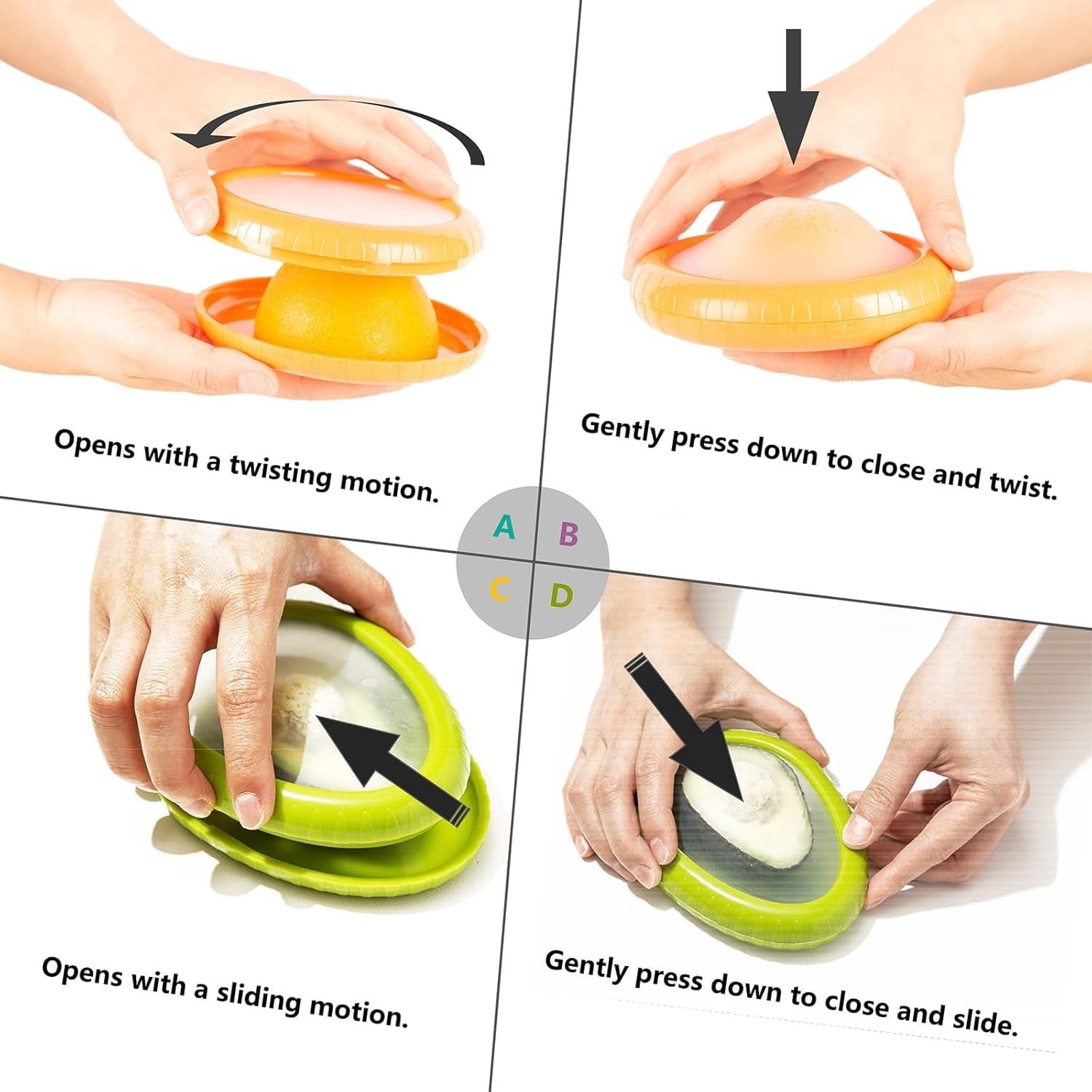 Onion Storage and Avocado Saver Set - Ideal for Red Onion, Guacamole, Tomato - Doubles as Garlic Keeper - 4-Piece Kit