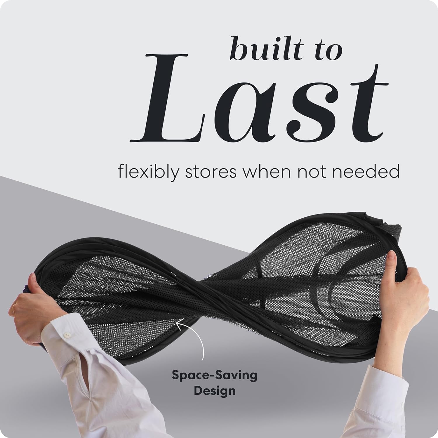 Collapsible Mesh Pop up Hamper with Wide Opening and Side Pocket – Breathable, Sturdy, Foldable, and Space-Saving Design for Clothes and Storage. (Black | 2-Pack)