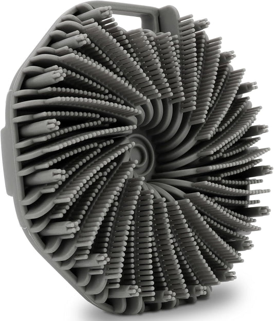 Silicone Body Scrubber,Exfoliating Body Scrubbers for Use in Shower,Silicone Body Brush for Showering and Anti-Slippery Handles for All Skin Types(Grey)